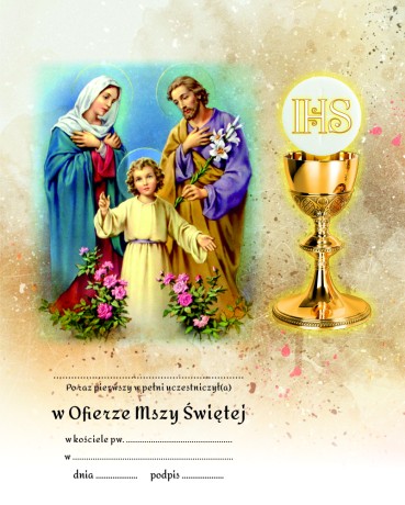 Przejdź do produktu Pamiątka Pierwszej Komunii Świętej – Święta Rodzina i Eucharystia