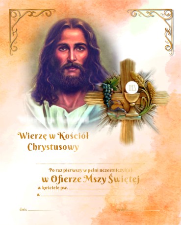 Przejdź do produktu Pamiątka Pierwszej Komunii Świętej – Jezus Chrystus „Wierzę w Kościół Chrystusowy”