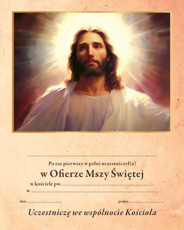 Przejdź do produktu Pamiątka Pierwszej Komunii Świętej – Jezus Chrystus „Uczestniczę we wspólnocie Kościoła”