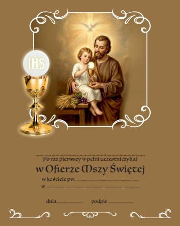 Przejdź do produktu Pamiątka Pierwszej Komunii Świętej – św. Józef z Dzieciątkiem Jezus